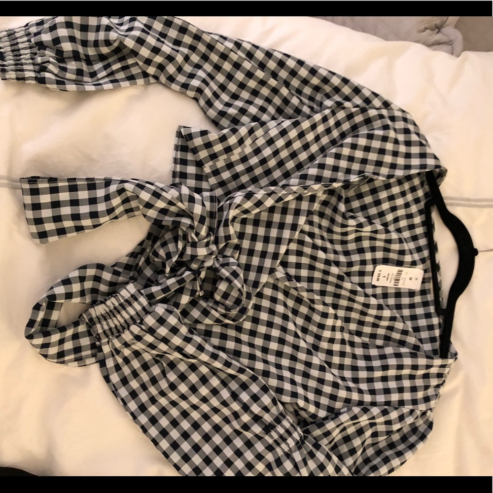 Plaid Long Sleeve Tie Top
